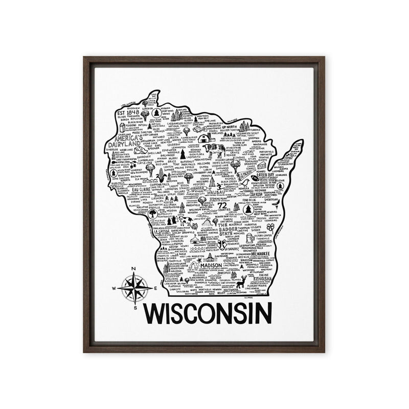 Wisconsin Framed Canvas Print - Albion Mercantile Co.