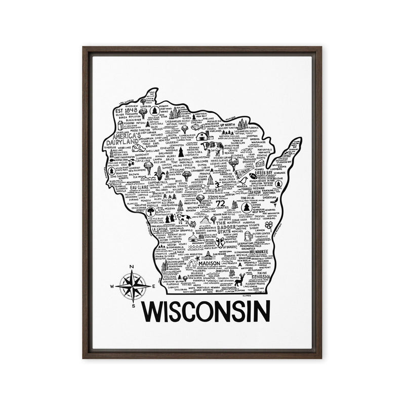 Wisconsin Framed Canvas Print - Albion Mercantile Co.