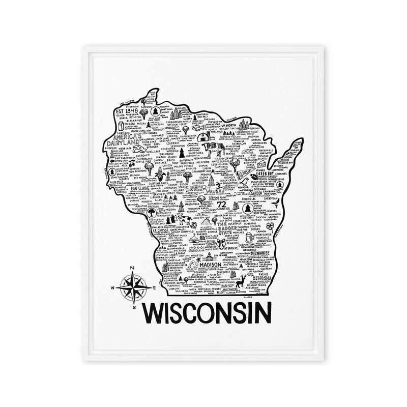 Wisconsin Framed Canvas Print - Albion Mercantile Co.