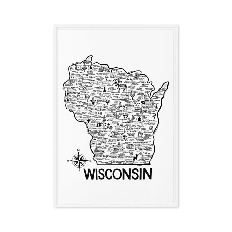 Wisconsin Framed Canvas Print - Albion Mercantile Co.