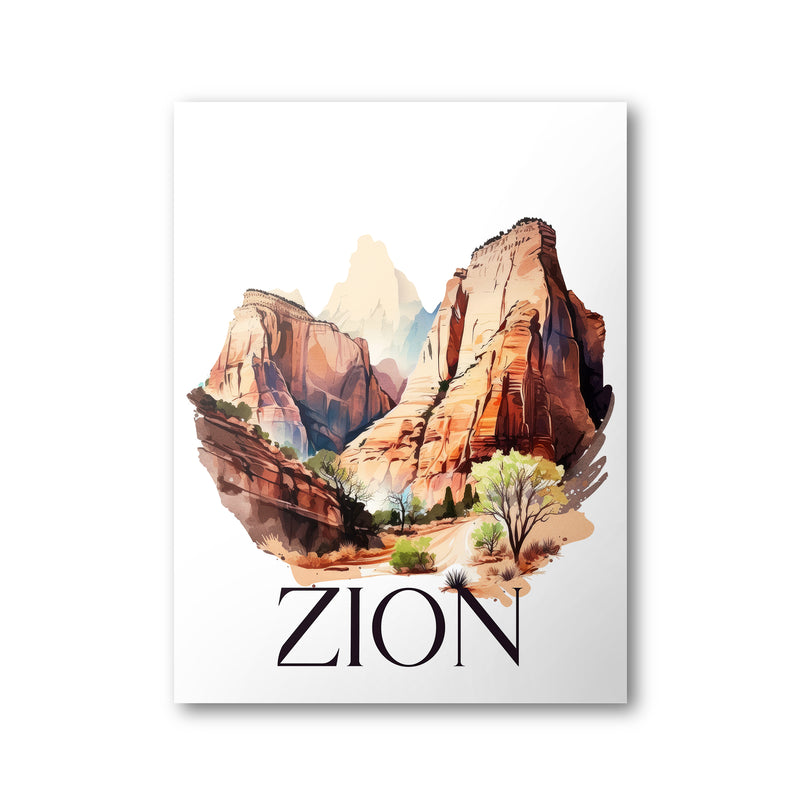 Zion National Park Poster | Watercolor National Park Poster