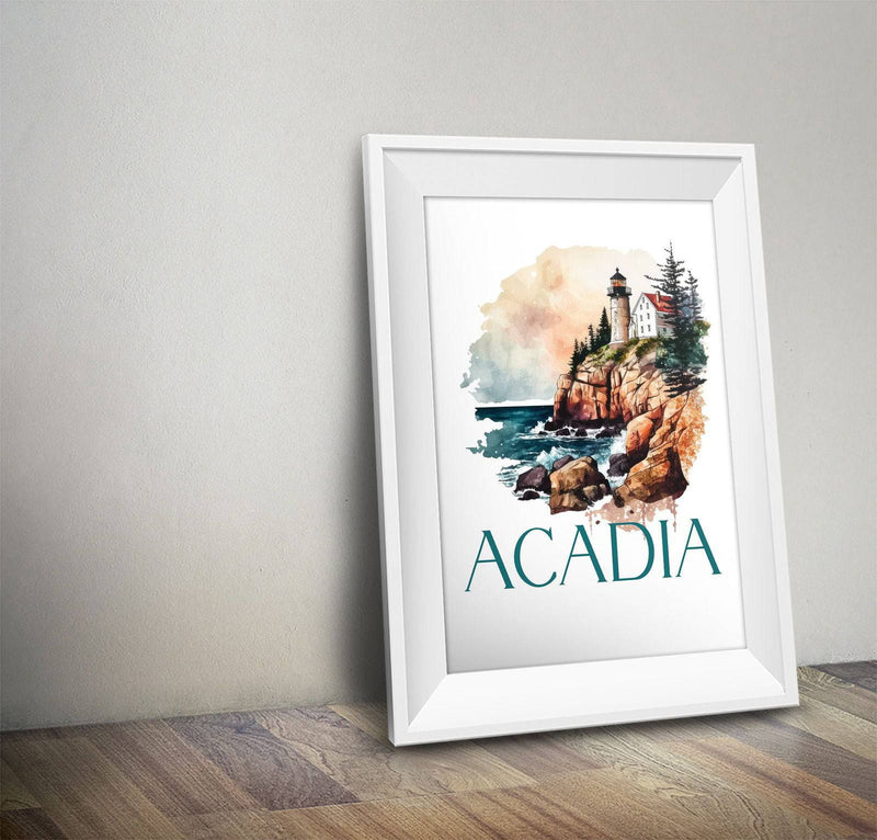 Acadia National Park Poster | Watercolor National Park Poster