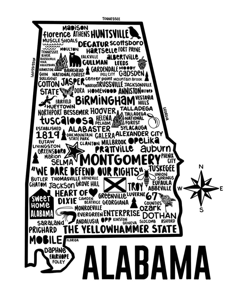 Alabama Map Print | Katie Ford