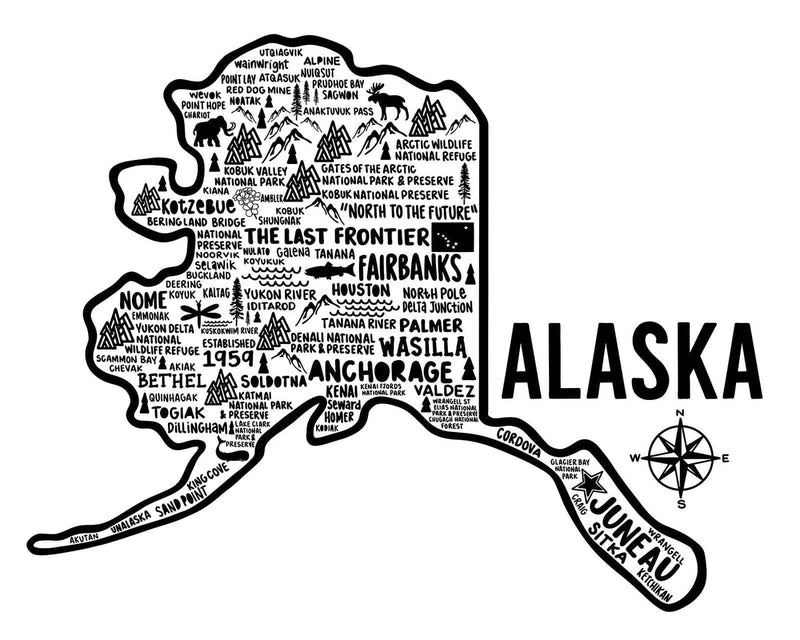 Alaska Map Print | Katie Ford