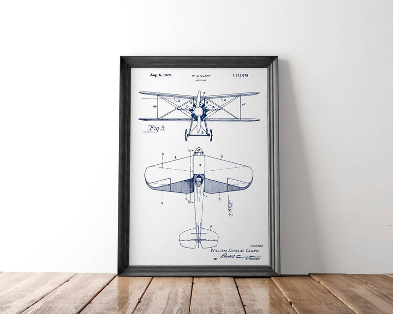 Biplane Patent Poster | 1929 | Patent Print № 1,723,678