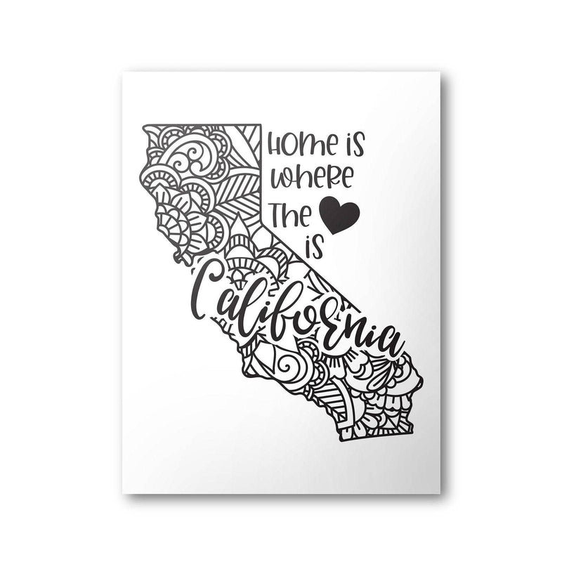 California Poster | Custom Color | Home Is Where The Heart Is