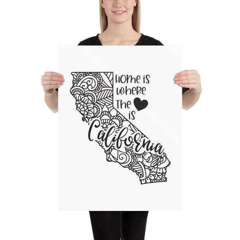 California Poster | Custom Color | Home Is Where The Heart Is