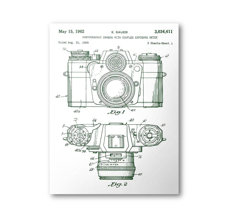 Camera Patent Poster | 1962 | Patent Print № 3,034,411