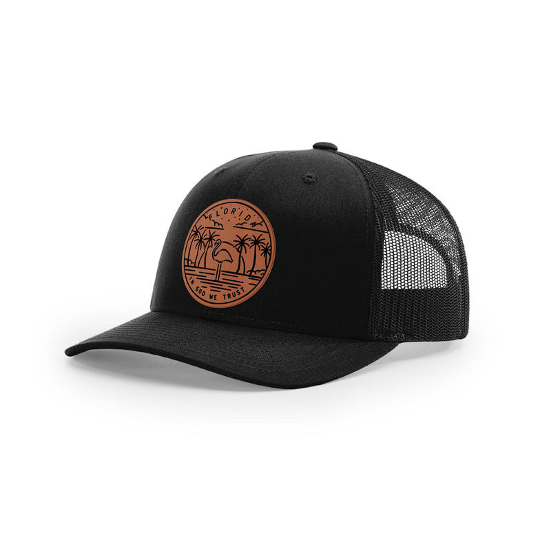 Florida Hat | Leather Patch Hat | Trucker Hat