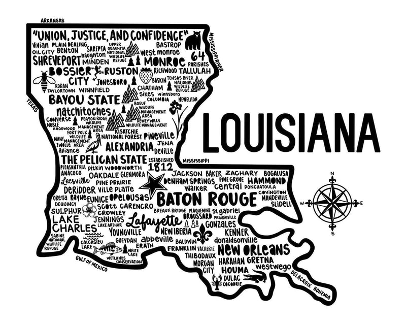 Louisiana Map Print | Katie Ford