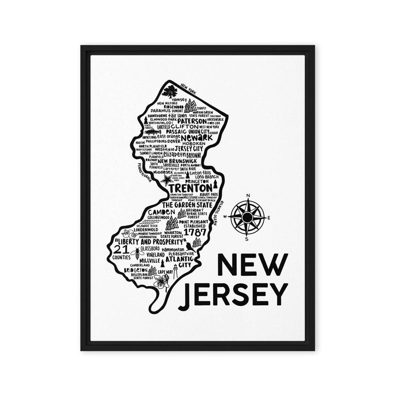 New Jersey Framed Canvas Print