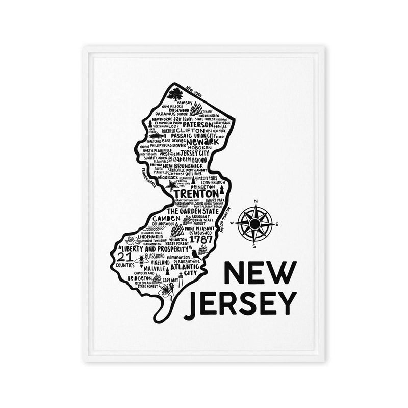 New Jersey Framed Canvas Print