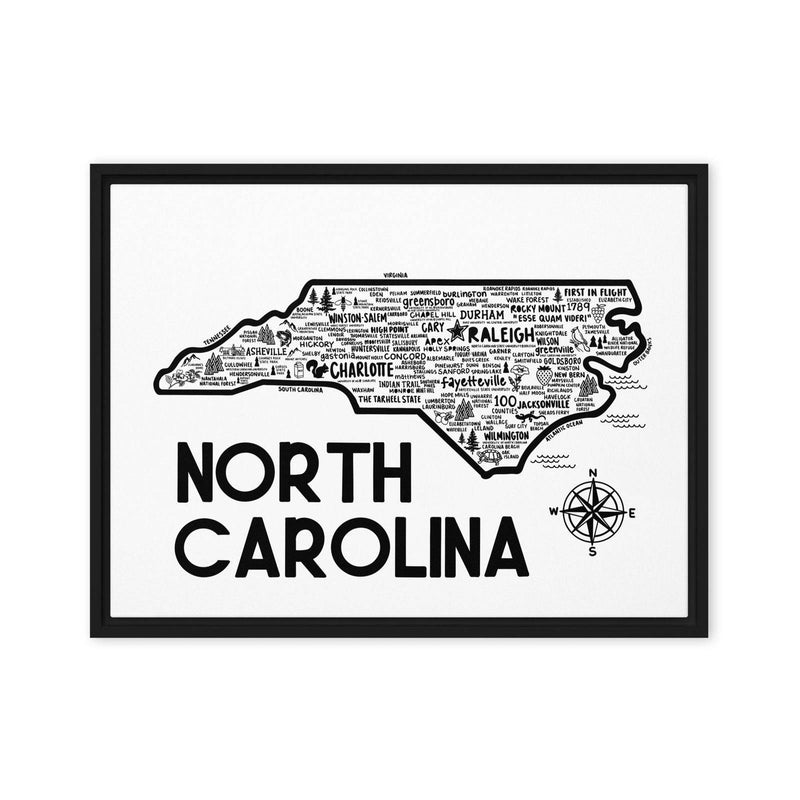 North Carolina Framed Canvas Print