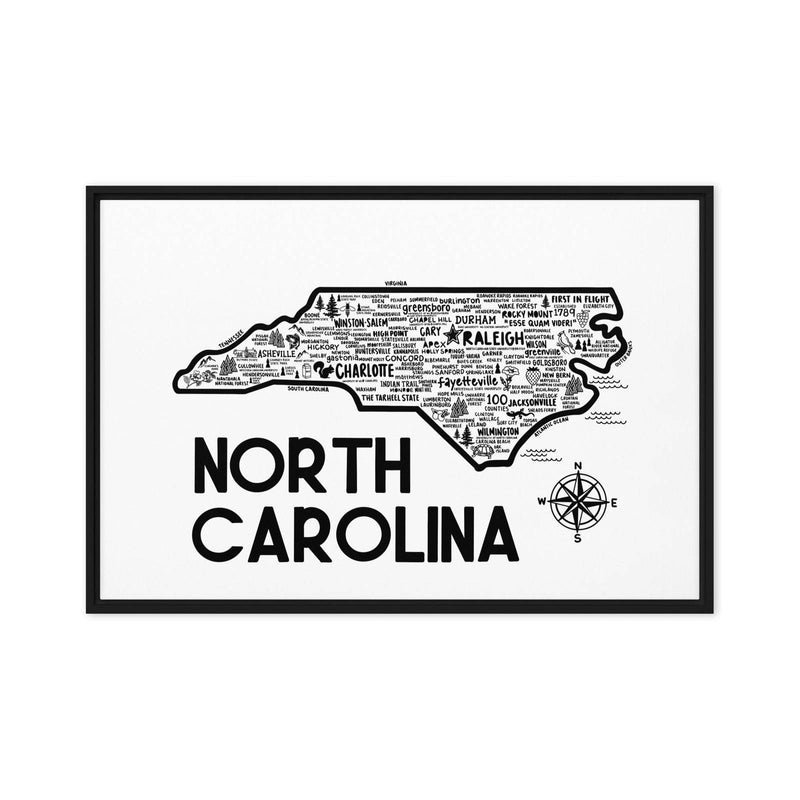 North Carolina Framed Canvas Print