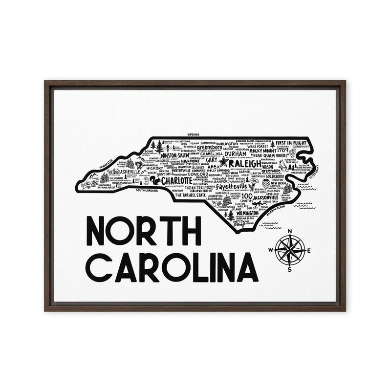 North Carolina Framed Canvas Print