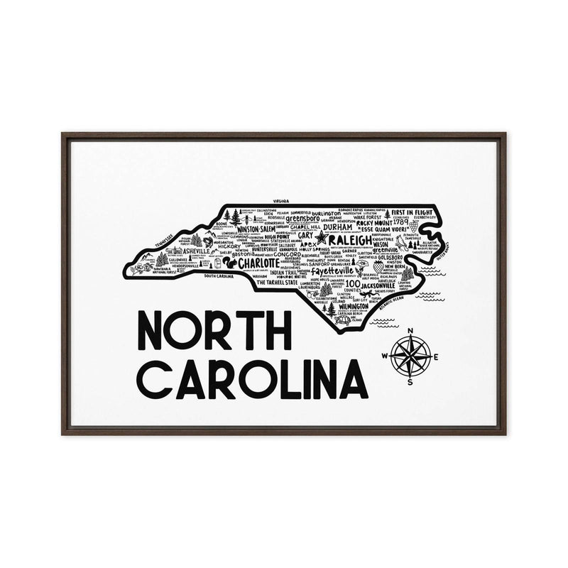 North Carolina Framed Canvas Print