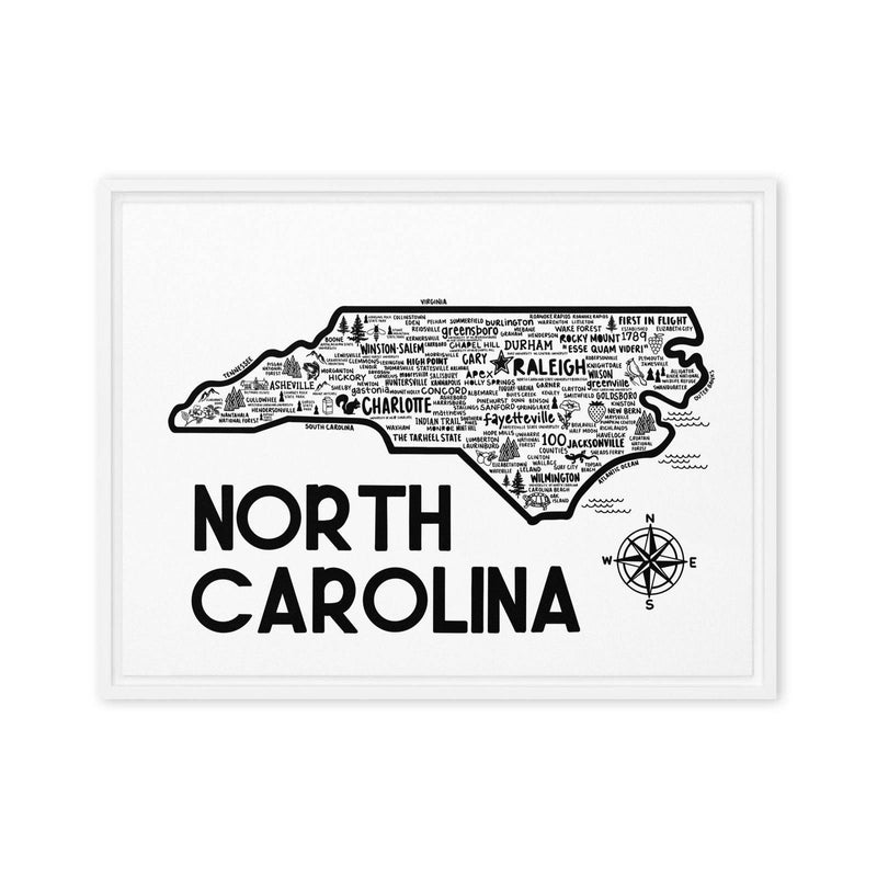 North Carolina Framed Canvas Print