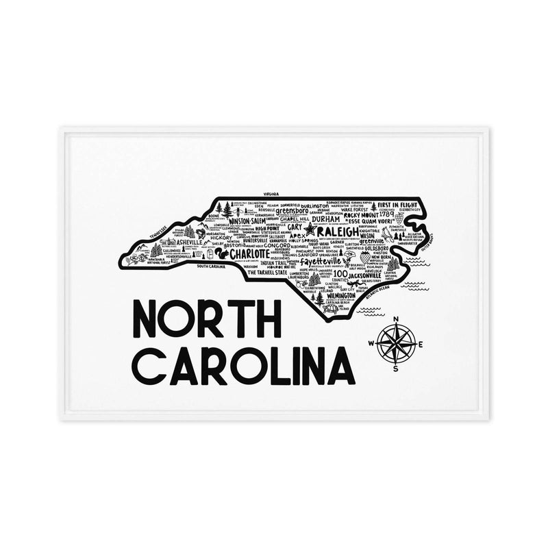 North Carolina Framed Canvas Print