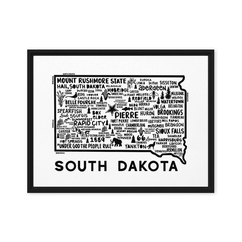 South Dakota Framed Canvas Print