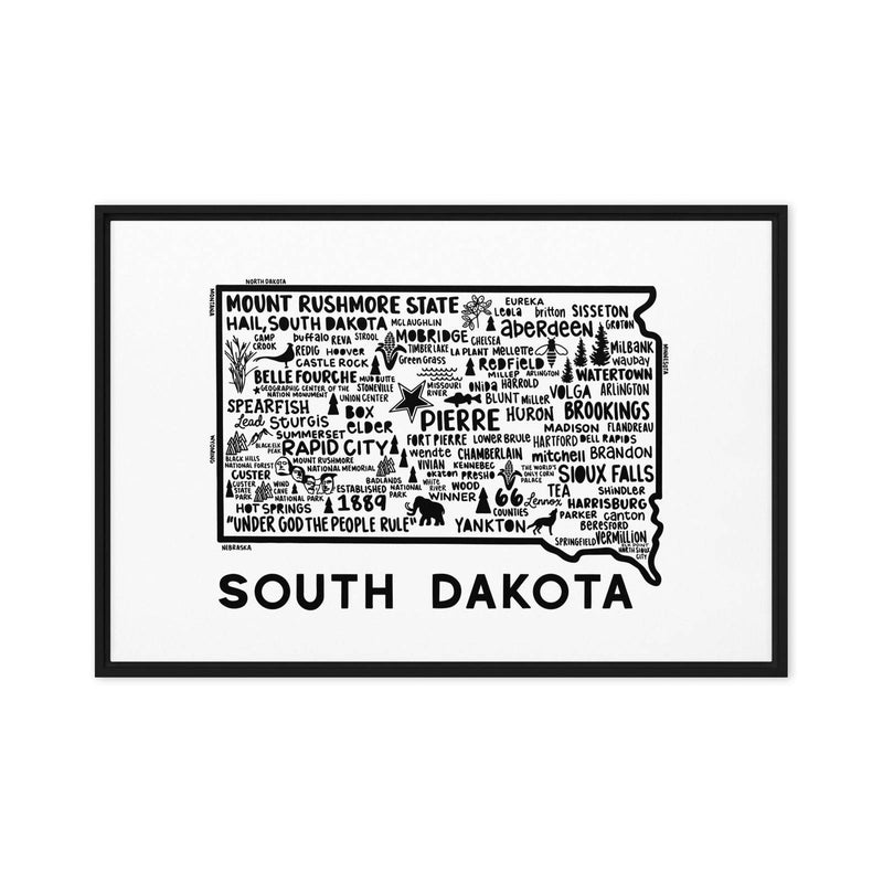 South Dakota Framed Canvas Print