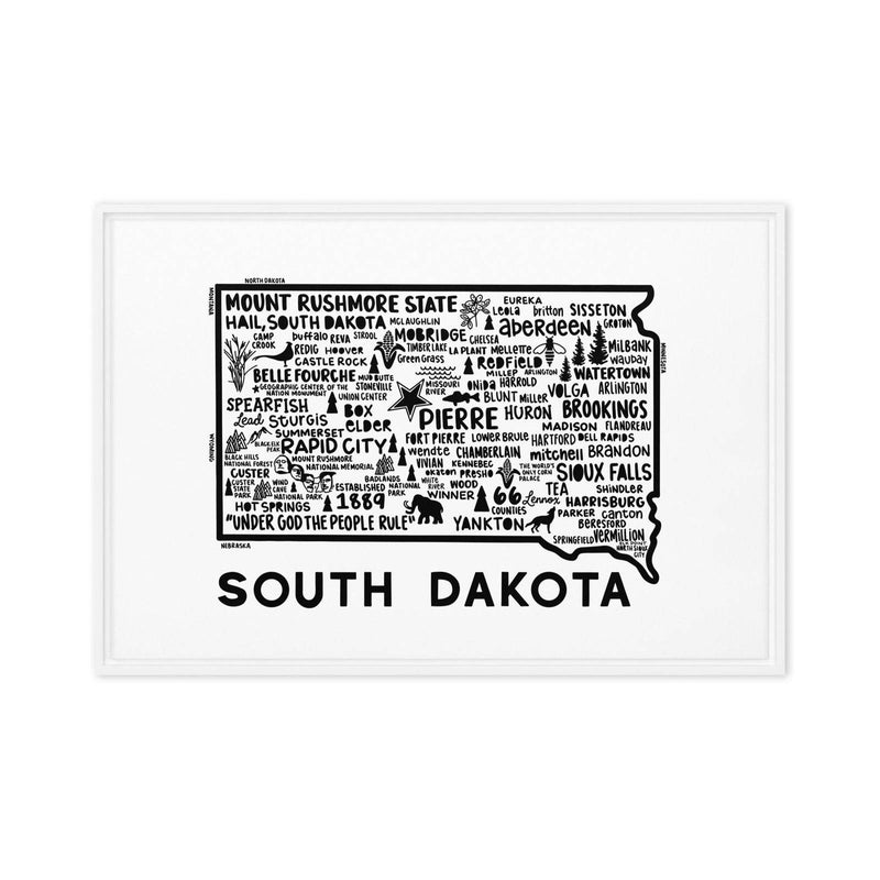 South Dakota Framed Canvas Print