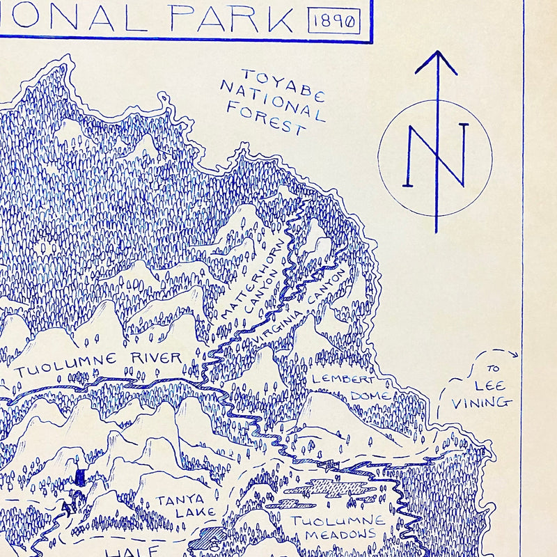 Yosemite National Park Map | Hand Drawn Print | CryptoCartography Poster