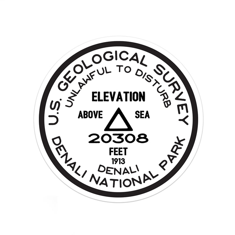 Denali National Park Sticker | Denali USGS Benchmark Sticker - Albion Mercantile Co.
