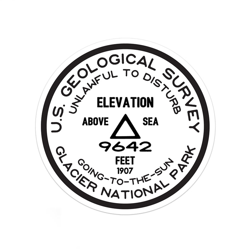 Glacier National Park Sticker | Going To The Sun USGS Benchmark Sticker - Albion Mercantile Co.