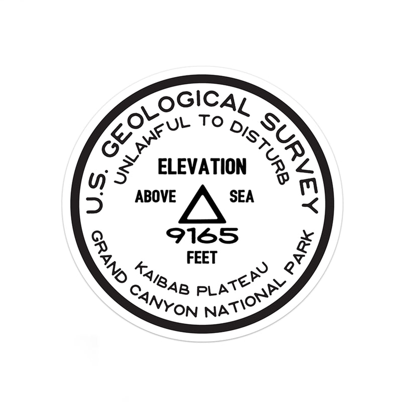 Grand Canyon National Park Sticker | Kaibab Plateau USGS Benchmark Sticker - Albion Mercantile Co.