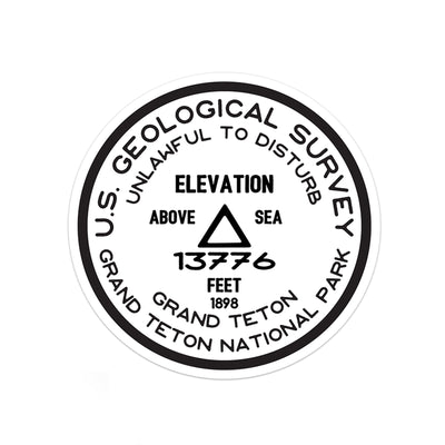Grand Teton National Park Sticker | Grand Teton USGS Benchmark Sticker - Albion Mercantile Co.