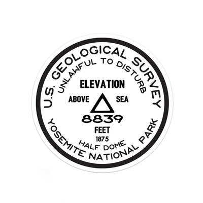 Yosemite National Park Sticker | Half Dome USGS Benchmark Sticker - Albion Mercantile Co.