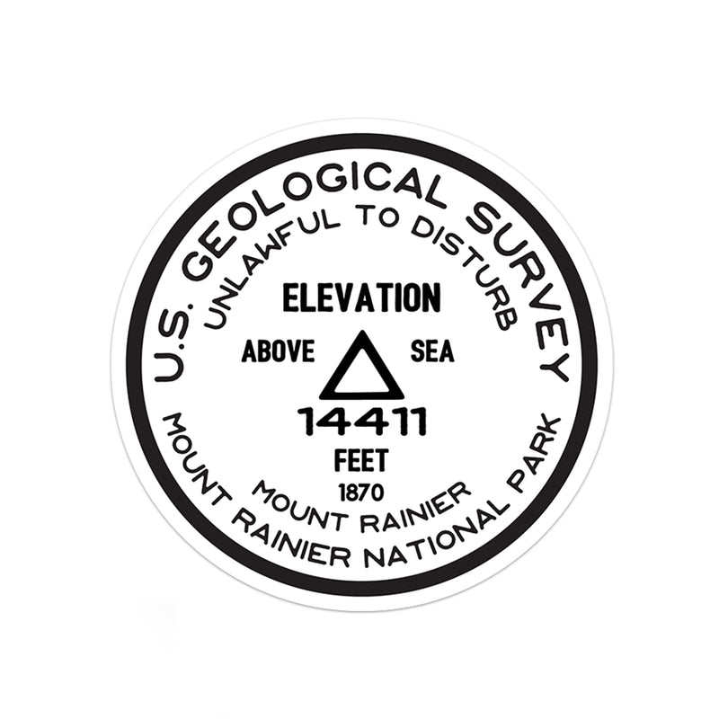 Mount Rainier National Park Sticker | Mount Rainier USGS Benchmark Sticker - Albion Mercantile Co.