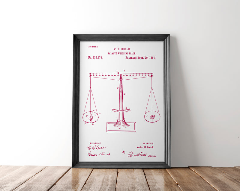 Balance Scale Patent Poster | 1885 | Patent Print № 326,975 - Albion Mercantile Co.