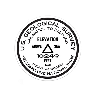 Yellowstone National Park Sticker | Mount Washburn USGS Benchmark Sticker - Albion Mercantile Co.