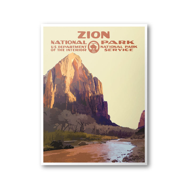 Zion National Park Poster (Virgin River) - Albion Mercantile Co.