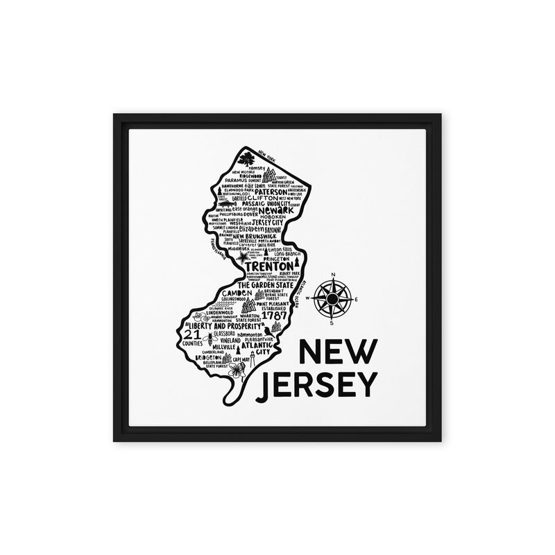 New Jersey Framed Canvas Print