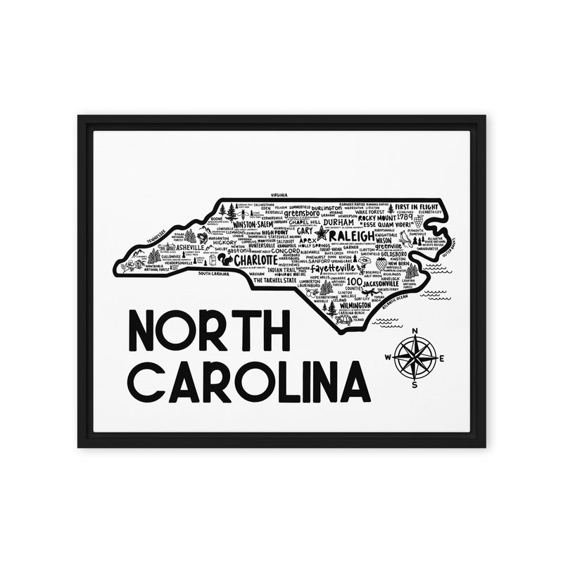 North Carolina Framed Canvas Print
