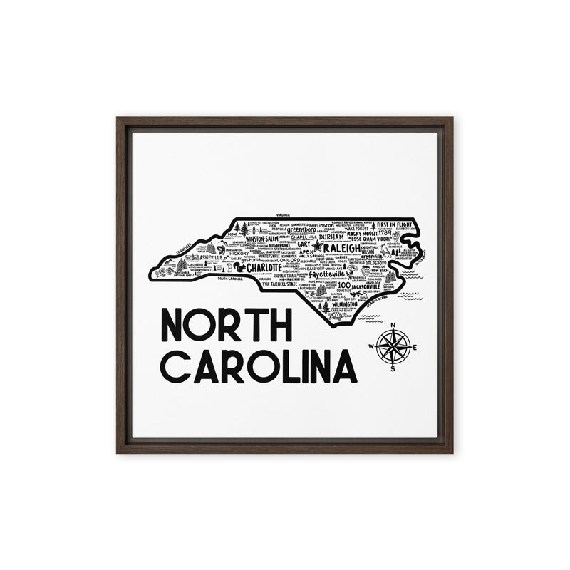 North Carolina Framed Canvas Print