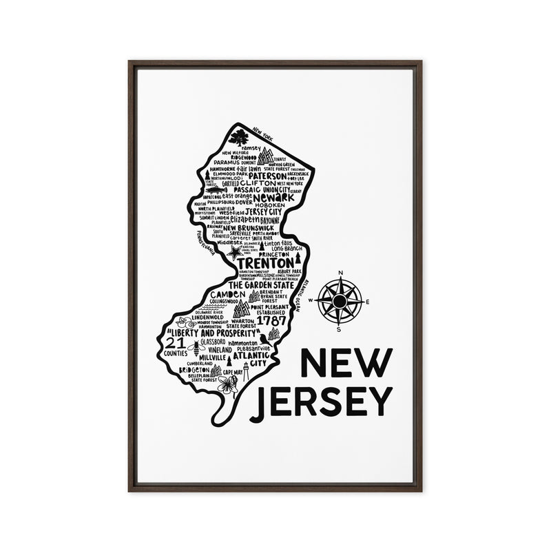 New Jersey Framed Canvas Print
