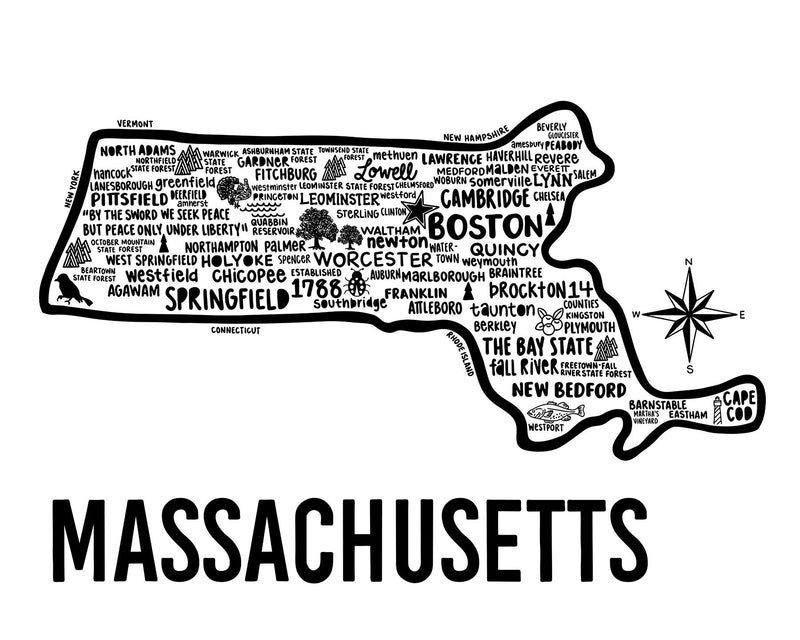 Massachusetts Map Print | Katie Ford