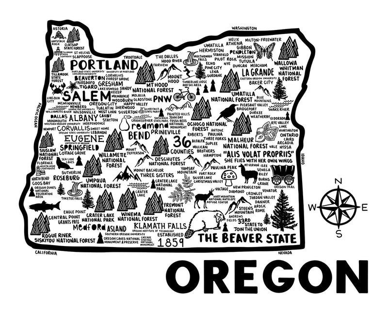 Oregon Map Print | Katie Ford