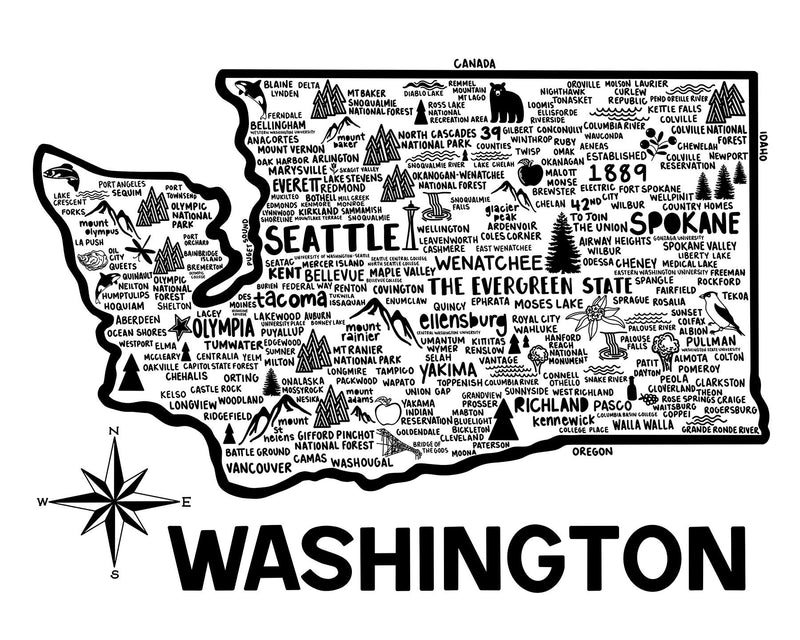 Washington Map Print | Katie Ford