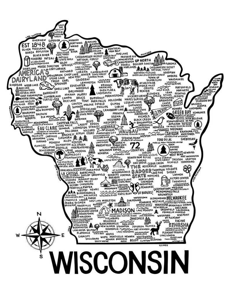Wisconsin Map Print | Katie Ford
