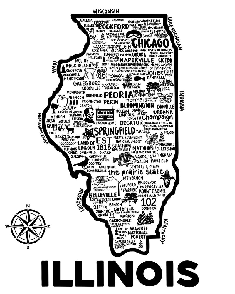 Illinois Map Print | Katie Ford