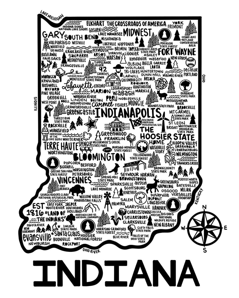 Indiana Map Print | Katie Ford