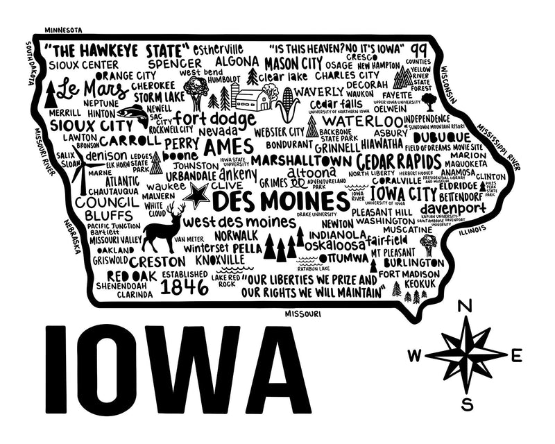 Iowa Map Print | Katie Ford