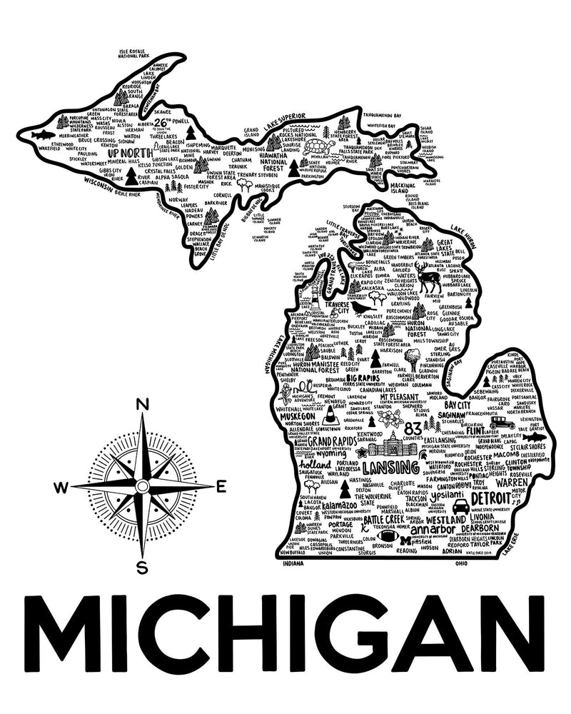 Michigan Map Print | Katie Ford