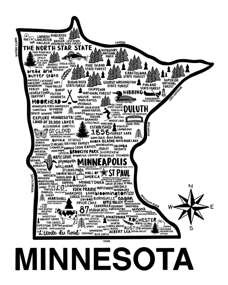 Minnesota Map Print | Katie Ford