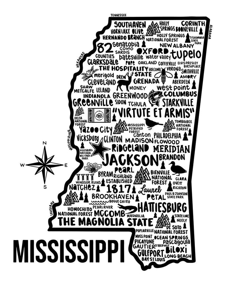 Mississippi Map Print | Katie Ford