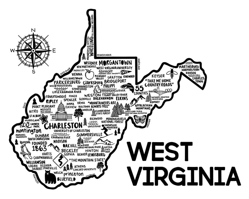 West Virginia Map Print | Katie Ford